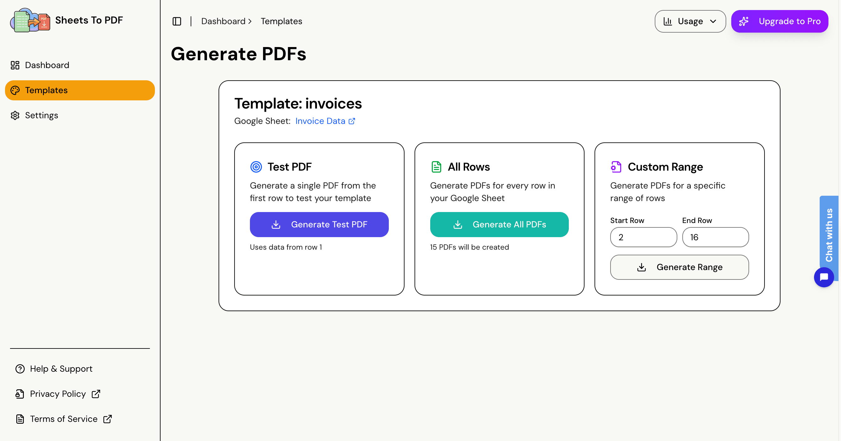 Generate PDFs