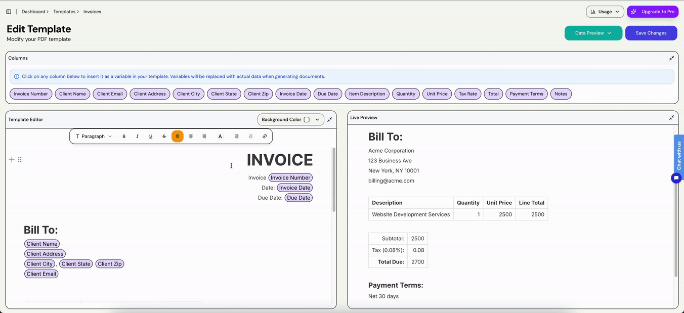 Customize AI Generated Template