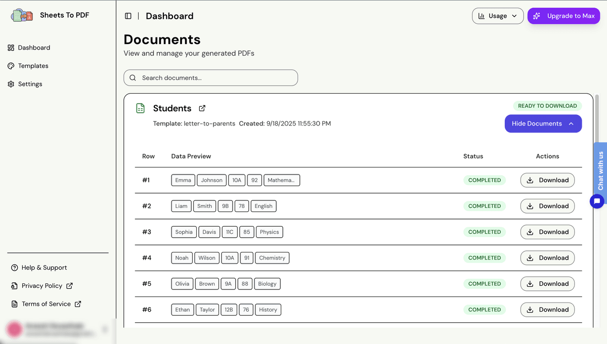 Download your PDFs